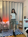 高質感設計款假兩件格紋綁帶短褲