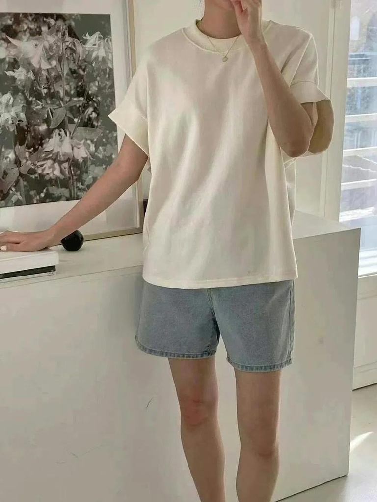 無肩線大寬版手袖厚磅棉上衣