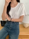 超舒服寬領長版簡約質感T