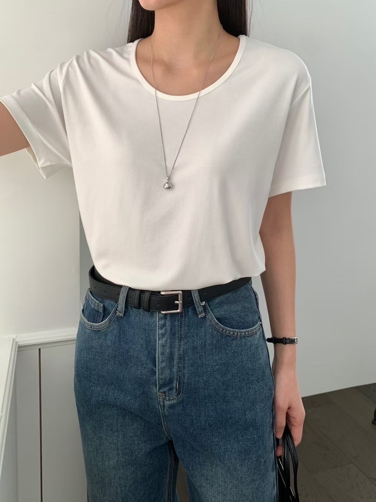 超舒服寬領長版簡約質感T