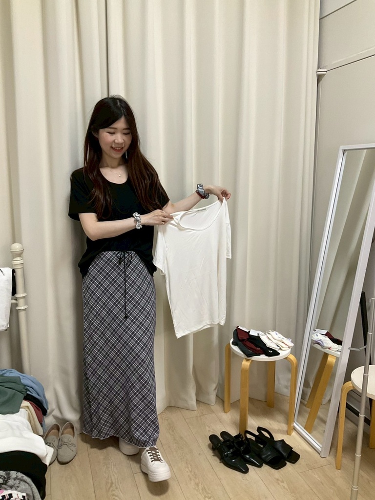 超舒服寬領長版簡約質感T