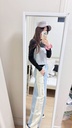設計感薄款全鬆緊側撞色牛仔寬褲