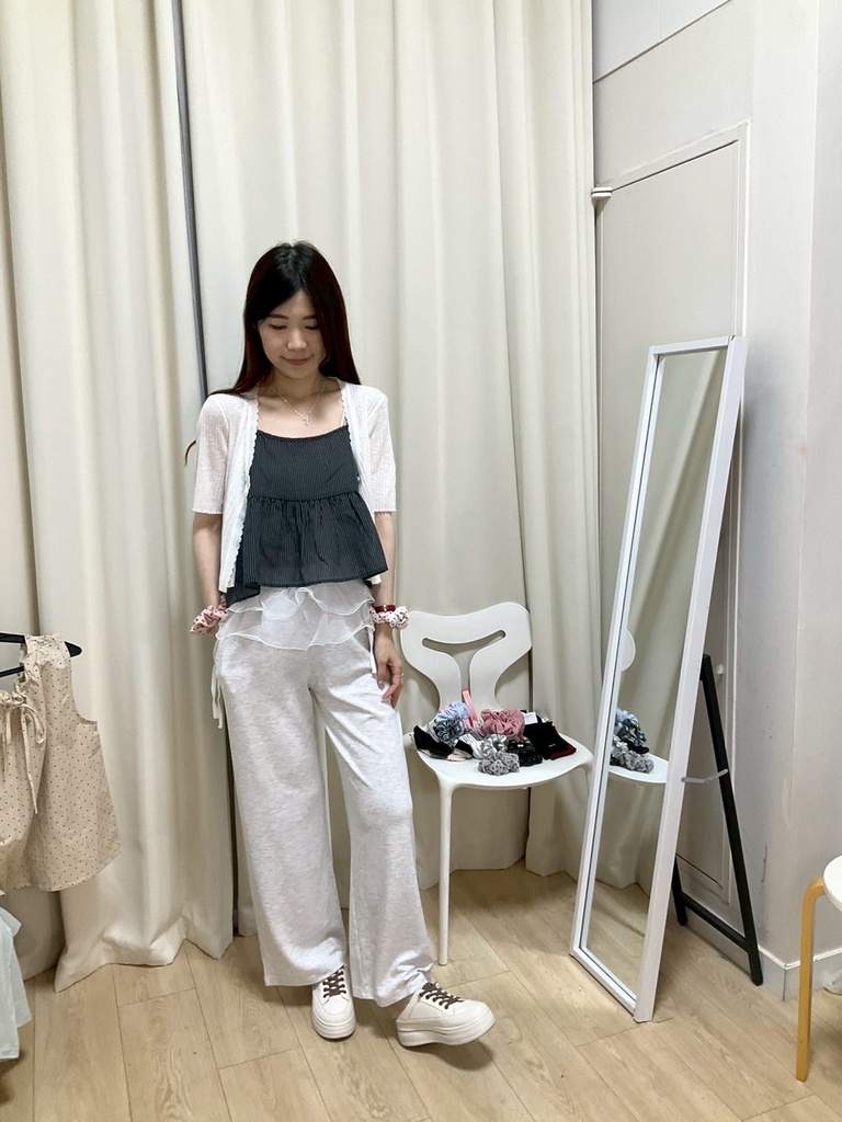 高質感設計款芭蕾感全鬆緊挺棉口袋寬褲