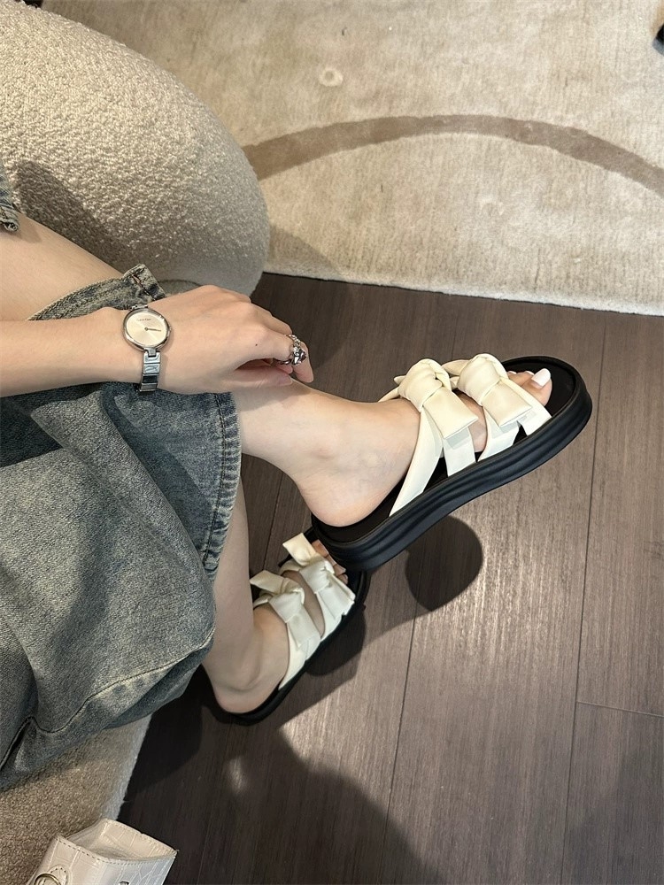 蝴蝶結厚底拖鞋(底4cm)