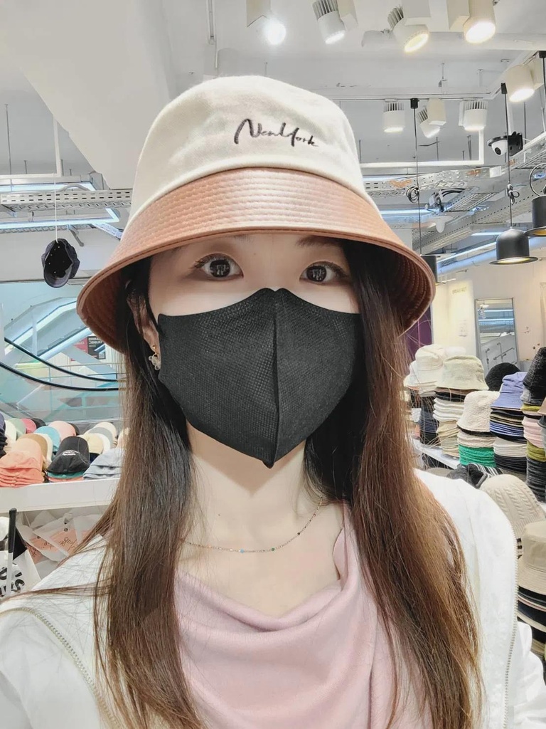 英文刺繡棉質拼接皮革高質感秋冬漁夫帽