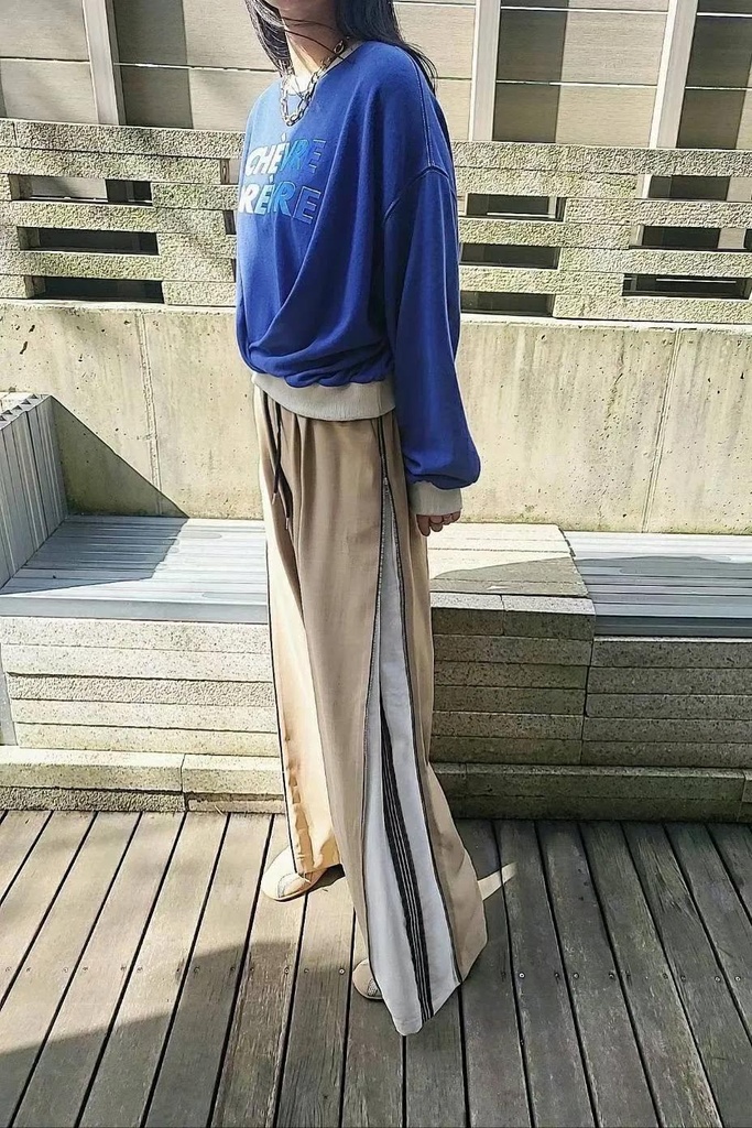 高單設計款側邊拉鍊直條西裝褲