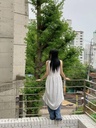高質感V領後拉鍊側抽繩背心長洋