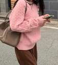 高質感特價V領滿版麻花羊駝毛針織上衣