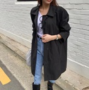 高質感特價翻領琥珀扣全內裡中長版風衣外套