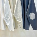 高質感可愛刺繡手肘拼接設計T