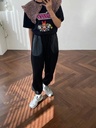高質感純棉皮革口袋全鬆緊縮口長褲