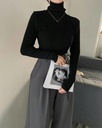 已摺 高領針織坑條打底上衣