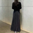 選擇障礙包色款全鬆緊好感立體直紋超彈長裙