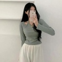 氣質典雅假兩件顯瘦坑條合身上衣