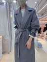已摺 0落肩顯瘦帥氣綁帶雙口袋斜紋長大衣