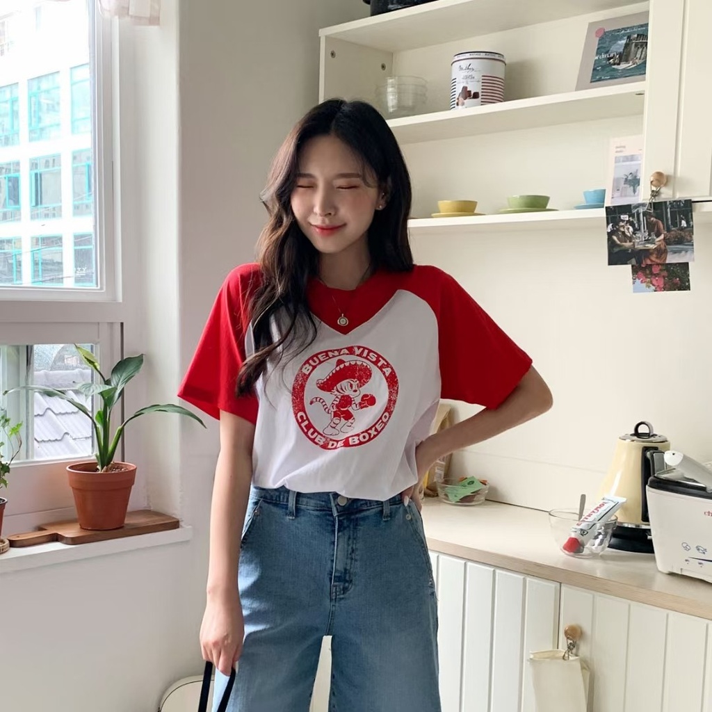 高質感特價可愛拳擊卡通圖案棉T