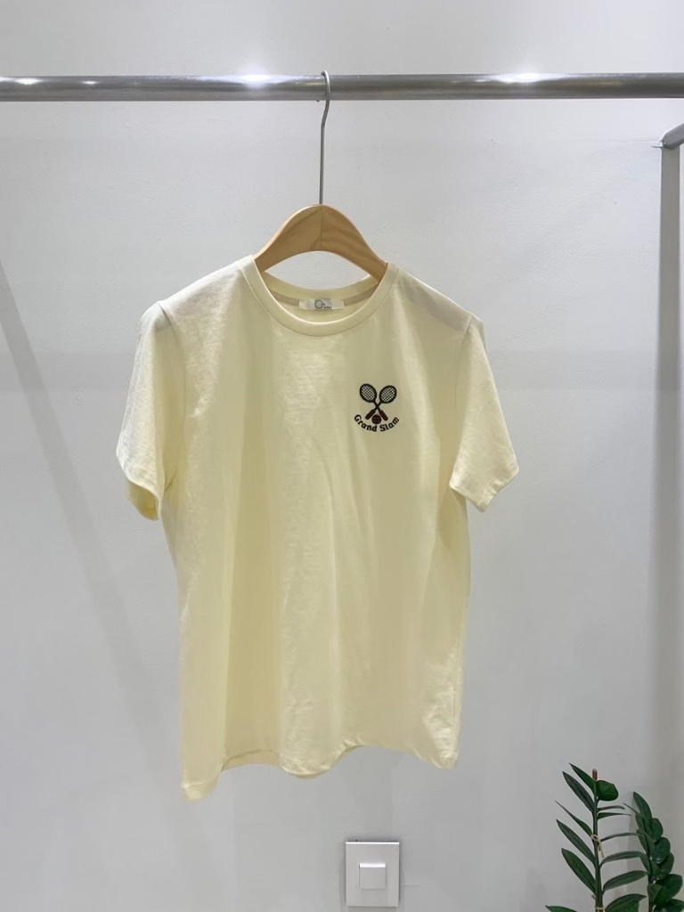 高質感特價網球拍刺繡圖棉T