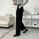 琥珀紋帶扣後鬆緊直筒褲