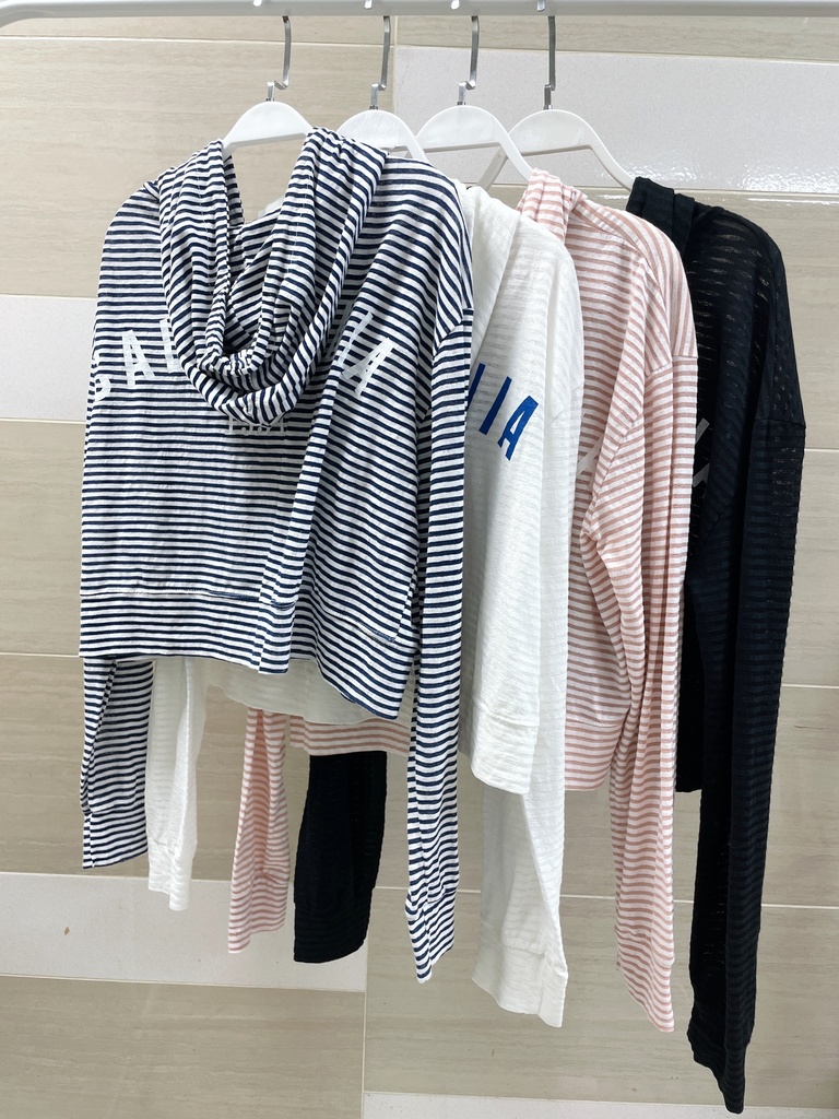 高質感特價超舒服條紋連帽拉鍊口袋外套