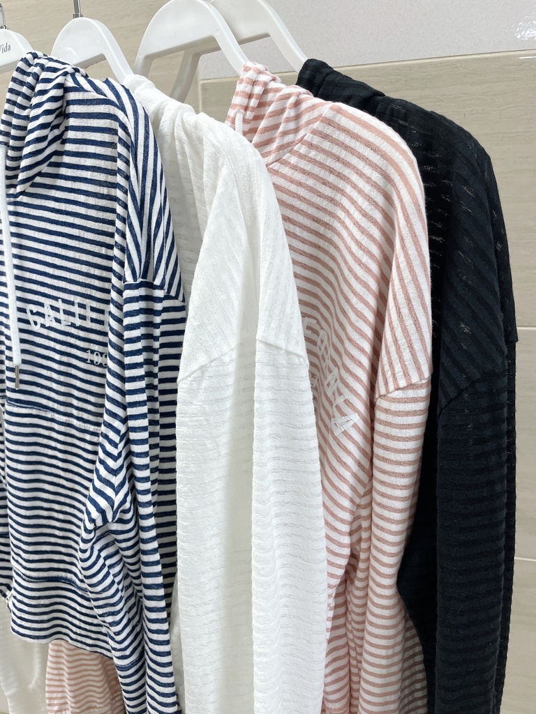 高質感特價超舒服條紋連帽拉鍊口袋外套