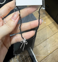 925純銀蝴蝶結黑晶石腳鍊