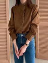 領口排扣燒花襯衫