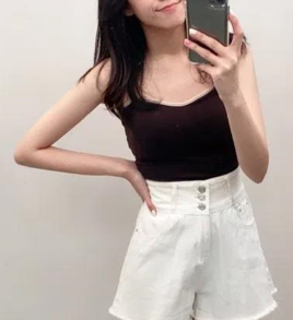 撞色短版細肩襯墊背心(可拆式)