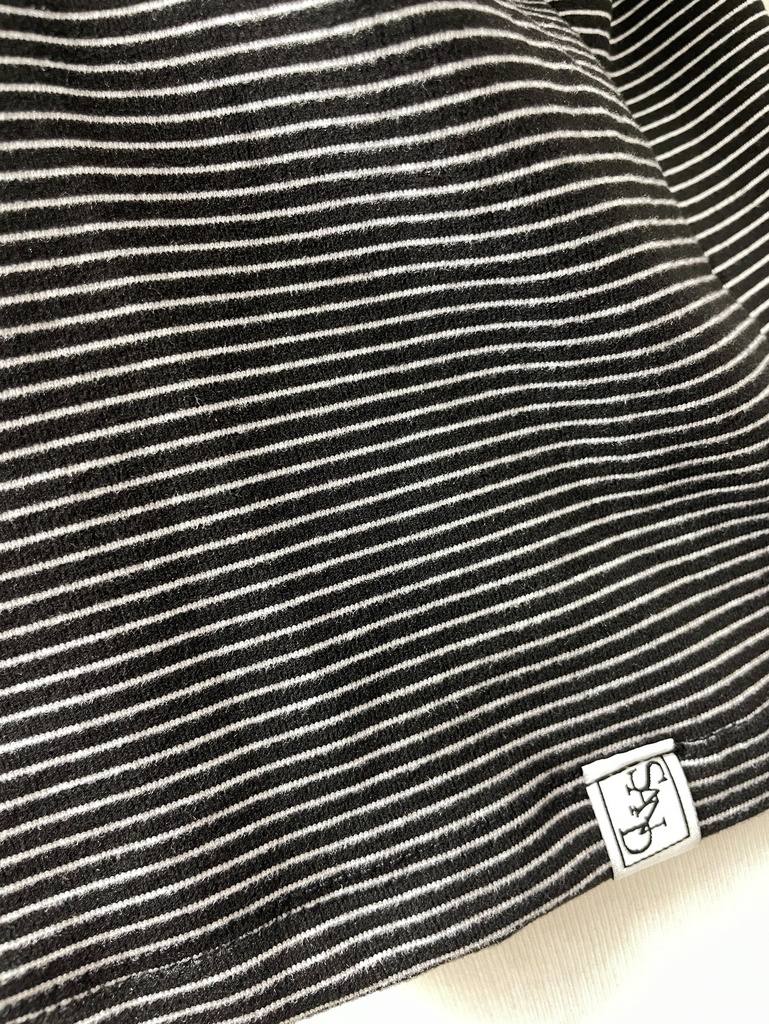 磨毛條紋短版T