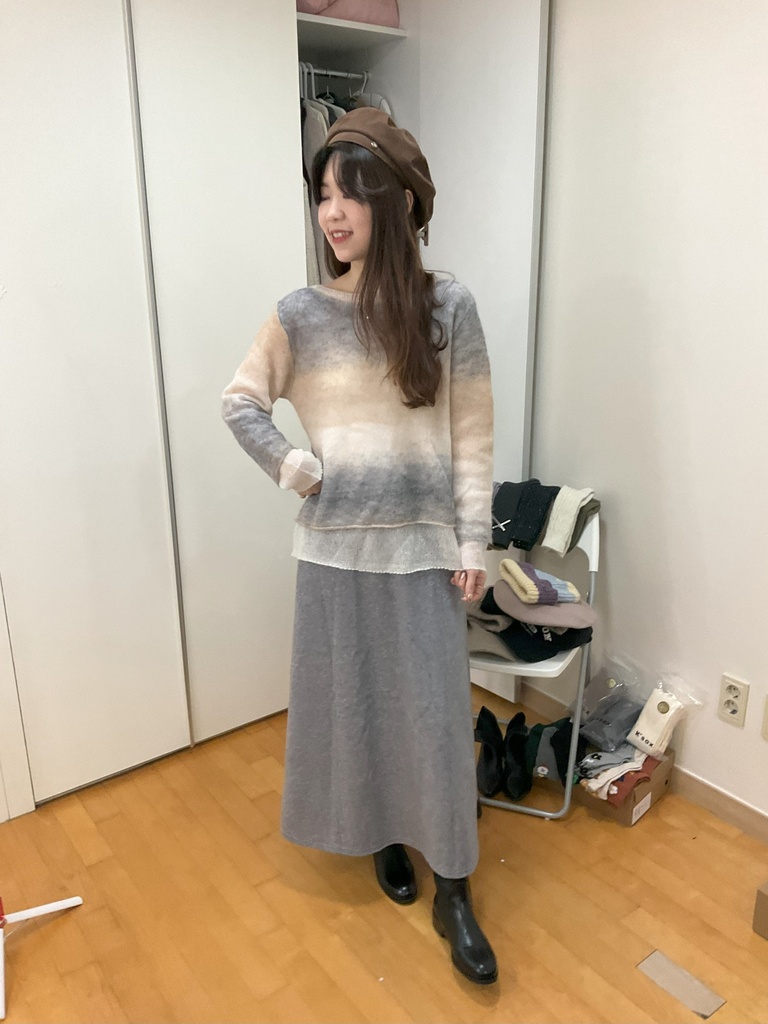 高單設計款超美雙層海馬毛漸層輕暖毛衣