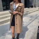 高質感特價翻領琥珀扣全內裡中長版風衣外套
