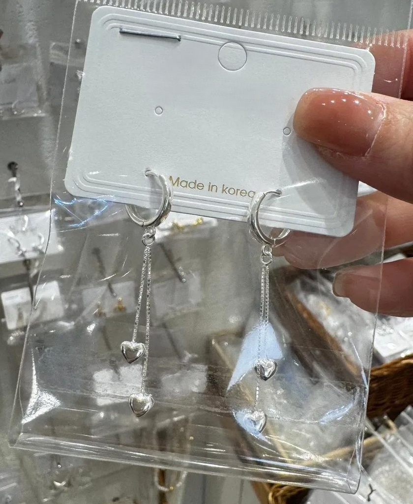 925純銀愛心浪漫長耳環