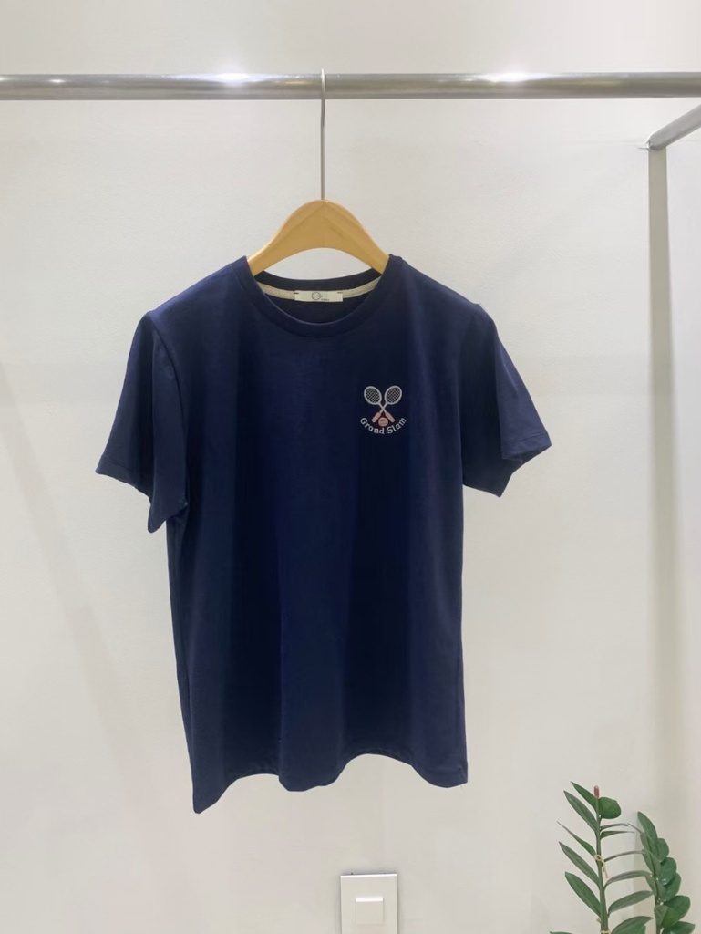 高質感特價網球拍刺繡圖棉T