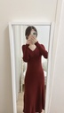 高質感特價超美V領厚磅針織顯瘦長洋裝