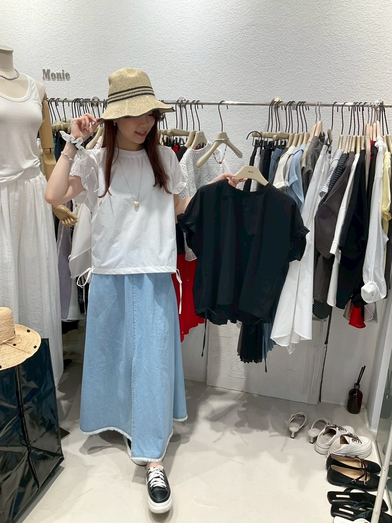 浪漫袖下擺伸縮上衣