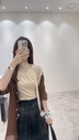 高質感推薦涼感繞頸設計彈性絲質合身T