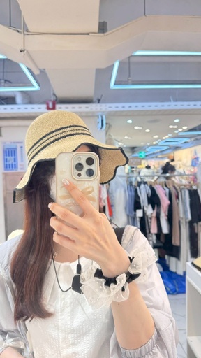 [LH705] 可調頭圍撞色感夏日防曬草帽