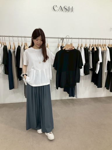 [C6734] 超美設計下擺蕾絲拼接短袖上衣