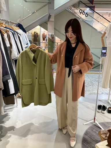 [PG732] 羊毛100%可立領少女的手工大衣