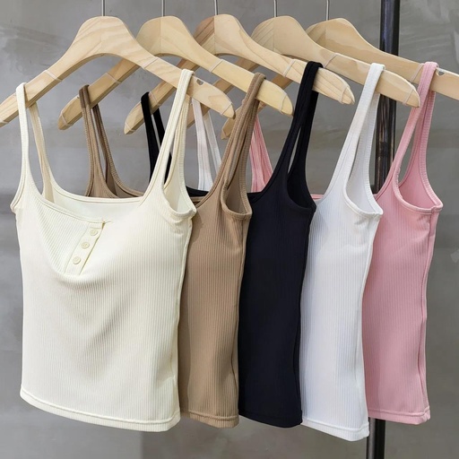 [HU604] 三扣超舒服涼感內衣背心(固定胸墊