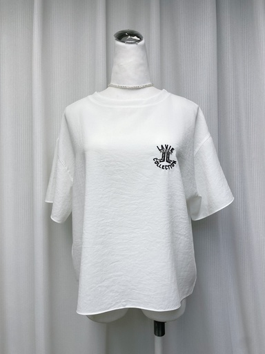 [J2458] 前短後長銀珠小logo上衣