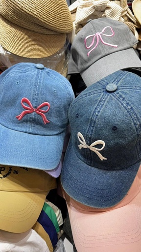 [NN301] 可愛帥氣感刺繡蝴蝶結老帽