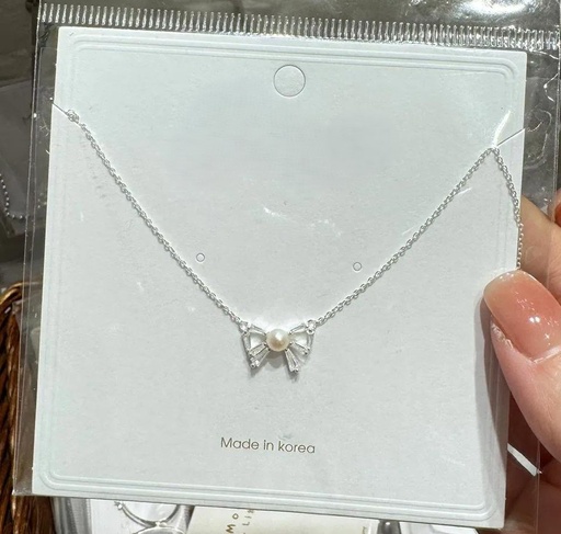 [M2305] 925純銀閃亮感蝴蝶結項鍊