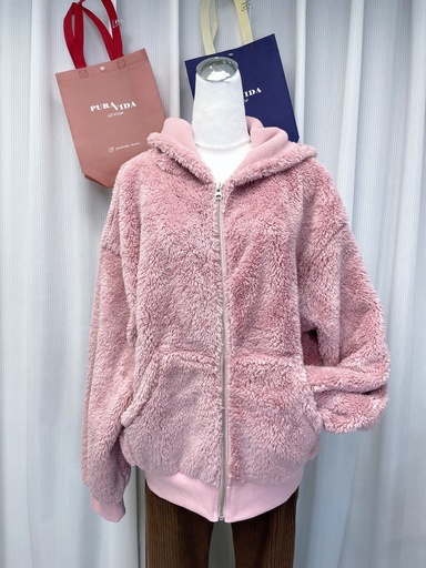 [S6208] 高質感特價熊寶寶搖粒絨口袋連帽外套