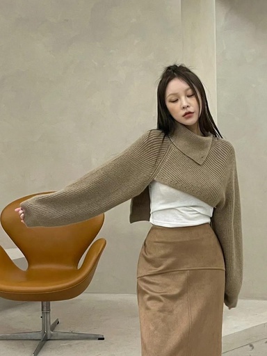 [BY231106] 高質感特價不規則短版針織披肩