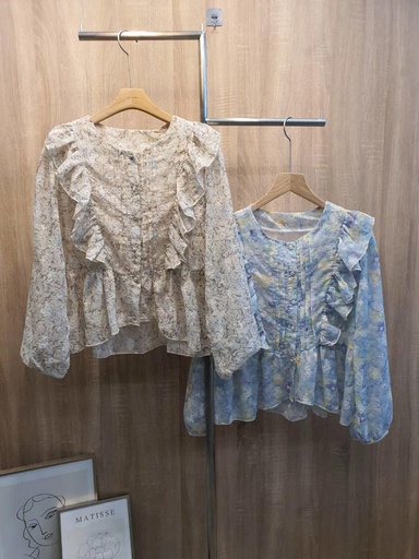 [SL230901] 超美蕾絲荷葉氣質上衣