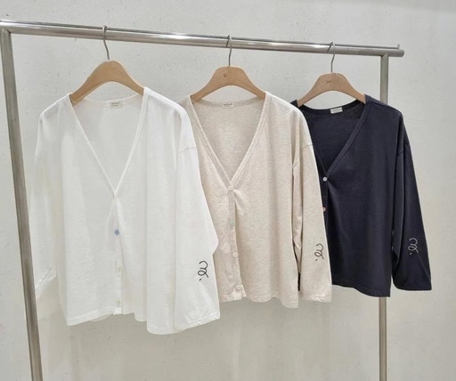 [DL801] 高質感特價超舒服純棉可愛手袖撞色鈕扣外